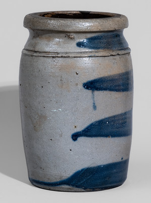 Half-Gallon Western PA Stoneware Jar w/ Cobalt Stripe Decoration, c1875