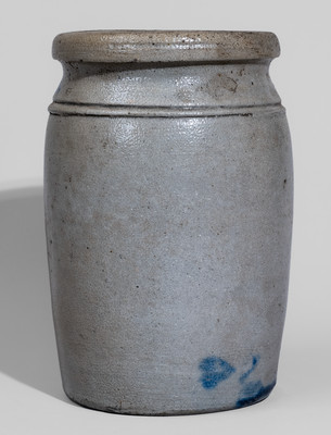 Half-Gallon Western PA Stoneware Jar w/ Cobalt Stripe Decoration, c1875