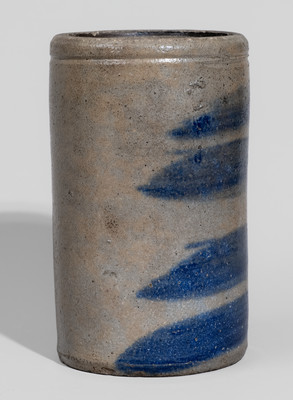 Western Pennsylvania Stoneware Canning Jar w/ Cobalt Stripe Decoration, c1880