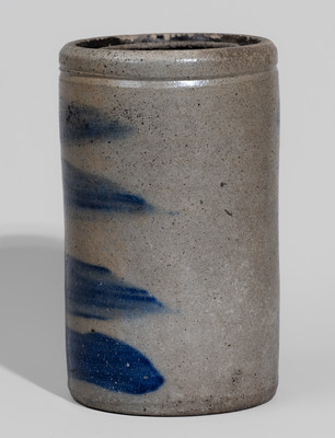 Western Pennsylvania Stoneware Canning Jar w/ Cobalt Stripe Decoration, c1880