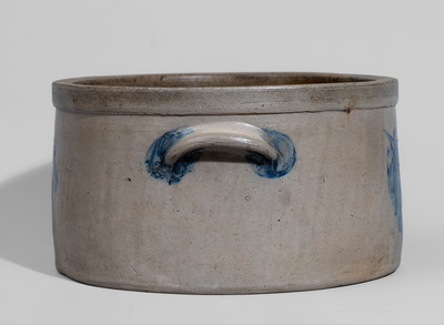 Baltimore Stoneware Cake Crock w/ Cobalt Leaf Decoration, c1870