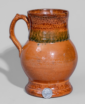 Fine JOHN BELL (Waynesboro, PA) Redware Mug w/ Two-Color Slip Decoration