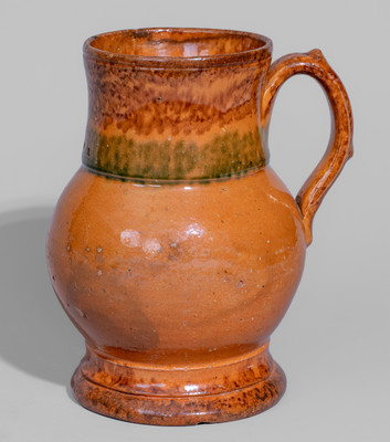 Fine JOHN BELL (Waynesboro, PA) Redware Mug w/ Two-Color Slip Decoration