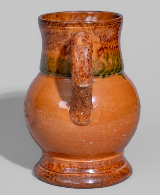 Fine JOHN BELL (Waynesboro, PA) Redware Mug w/ Two-Color Slip Decoration
