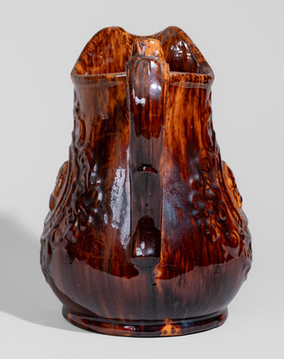 Unusual Molded Redware Pitcher attrib. John Bell, Waynesboro, PA, c1850-80
