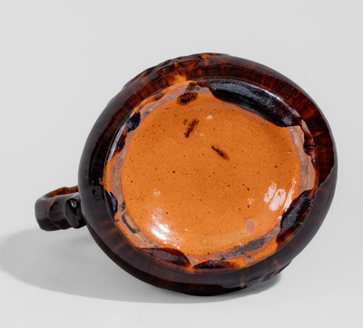 Unusual Molded Redware Pitcher attrib. John Bell, Waynesboro, PA, c1850-80