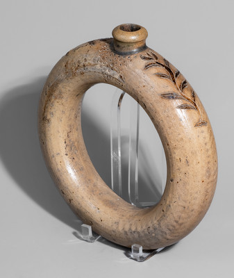 Rare Stoneware Ring Jug w/ Incised and Impressed Decoration, New York City or possibly New Jersey