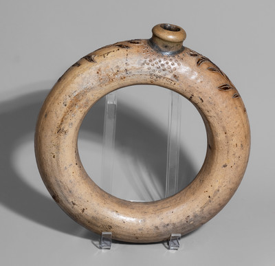 Rare Stoneware Ring Jug w/ Incised and Impressed Decoration, New York City or possibly New Jersey