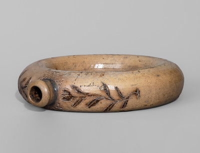 Rare Stoneware Ring Jug w/ Incised and Impressed Decoration, New York City or possibly New Jersey