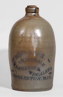 Half-Gallon Charleston, WV Advertising Stoneware Jug, c1880