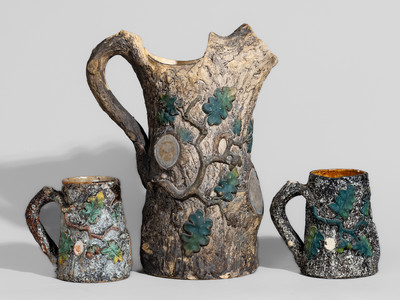 Three Pieces of Rustic Pottery, John Fritz, Philadelphia, PA, late 1870's