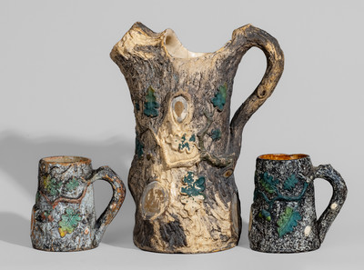Three Pieces of Rustic Pottery, John Fritz, Philadelphia, PA, late 1870's