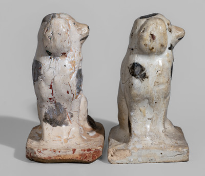 Two Slip-Decorated Texas Stoneware Spaniels, fourth quarter 19th century