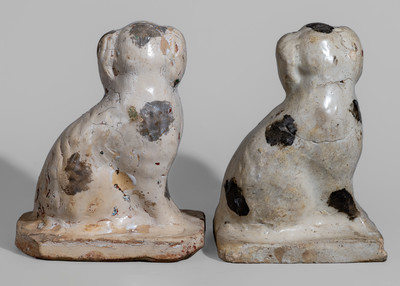 Two Slip-Decorated Texas Stoneware Spaniels, fourth quarter 19th century