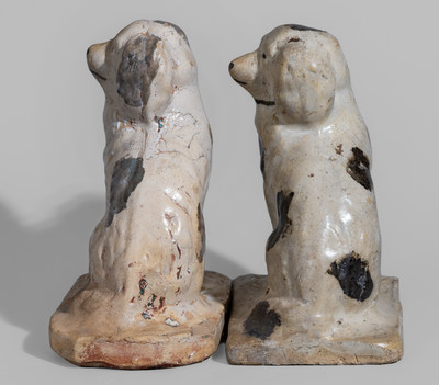 Two Slip-Decorated Texas Stoneware Spaniels, fourth quarter 19th century