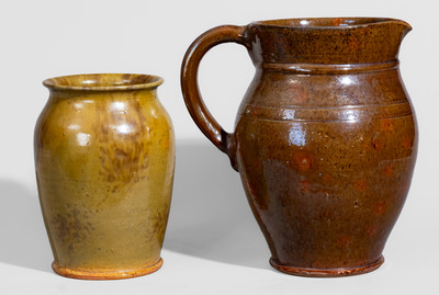 Two Pieces of Redware, Stahl Pottery, Lehigh County, PA, second quarter 20th century