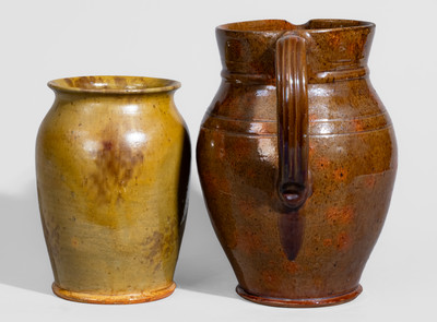 Two Pieces of Redware, Stahl Pottery, Lehigh County, PA, second quarter 20th century