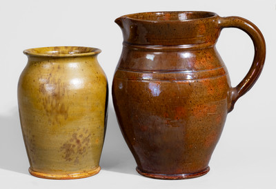 Two Pieces of Redware, Stahl Pottery, Lehigh County, PA, second quarter 20th century