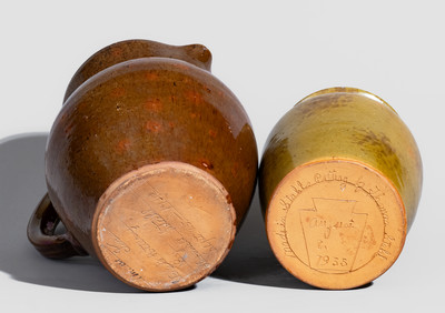 Two Pieces of Redware, Stahl Pottery, Lehigh County, PA, second quarter 20th century