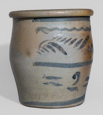Rare Inscribed "Noah C. Higgs" (Pottery Worker), Greensboro or New Geneva, PA Stoneware Jar