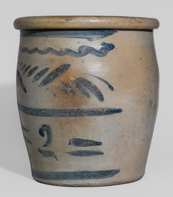 Rare Inscribed "Noah C. Higgs" (Pottery Worker), Greensboro or New Geneva, PA Stoneware Jar
