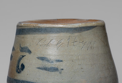 Rare Inscribed "Noah C. Higgs" (Pottery Worker), Greensboro or New Geneva, PA Stoneware Jar