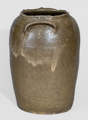 Attrib. David Drake at Lewis Miles's Stony Bluff Manufactory, Edgefield District, SC Stoneware Churn, Incised "X"