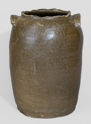 Attrib. David Drake at Lewis Miles's Stony Bluff Manufactory, Edgefield District, SC Stoneware Churn, Incised "X"