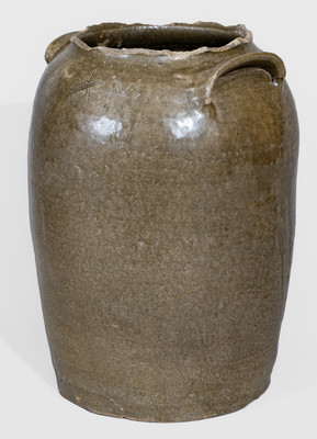 Attrib. David Drake at Lewis Miles's Stony Bluff Manufactory, Edgefield District, SC Stoneware Churn, Incised "X"