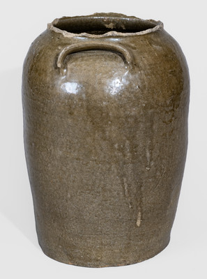 Attrib. David Drake at Lewis Miles's Stony Bluff Manufactory, Edgefield District, SC Stoneware Churn, Incised "X"