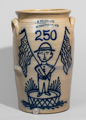 Patriotic Stoneware Jar by Jerry Beaumont, Sunnybrook, MD Commemorating AMERICA 250