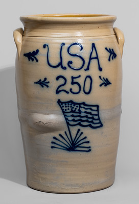 Patriotic Stoneware Jar by Jerry Beaumont, Sunnybrook, MD Commemorating AMERICA 250
