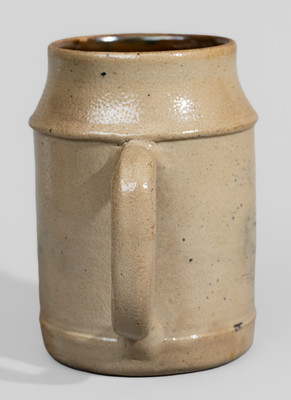 Extremely Rare Ellenville, NY Stoneware Presentation Mug w/ Incised Potter's Wheel and Horse Head, 1891
