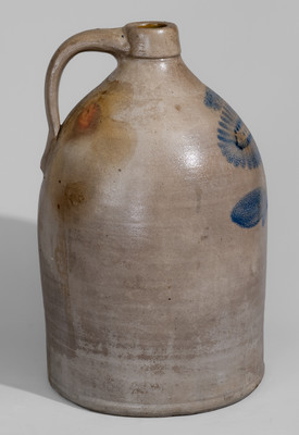 Three-Gallon T.G. DAUB / EASTON, PA Stoneware Jug w/ Cobalt Sunflower Decoration
