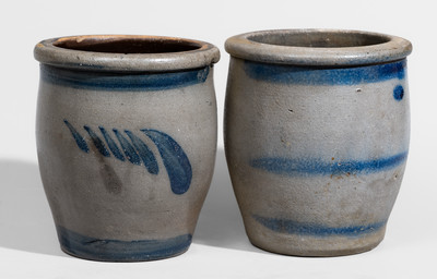 Two Cobalt-Decorated Western PA Stoneware Jars, c1880