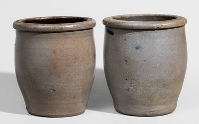 Two Cobalt-Decorated Western PA Stoneware Jars, c1880