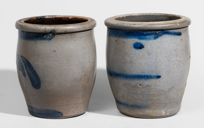 Two Cobalt-Decorated Western PA Stoneware Jars, c1880