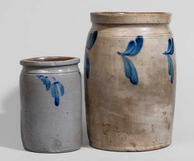 Two Cobalt-Decorated American Stoneware Jars, c1875