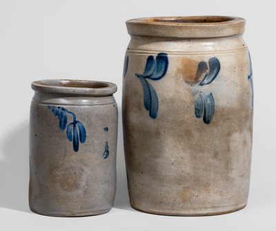 Two Cobalt-Decorated American Stoneware Jars, c1875