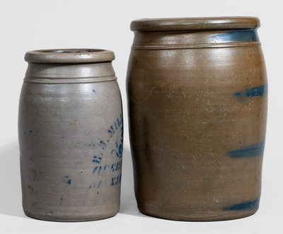 Two Cobalt-Decorated Stoneware Jars, Western PA and WV origin, c1875