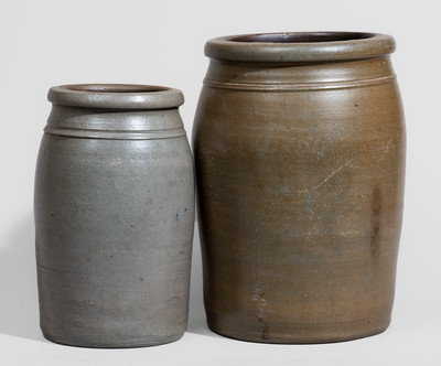 Two Cobalt-Decorated Stoneware Jars, Western PA and WV origin, c1875