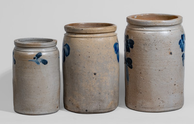 Three Cobalt-Decorated Baltimore Stoneware Jars, c1880