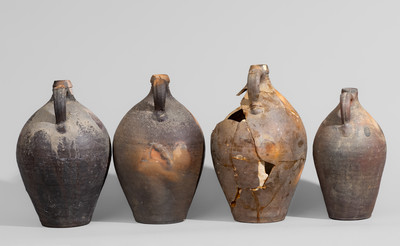 Four Excavated Stoneware Jugs, Edward Webster Pottery, Fayetteville, NC, c1820