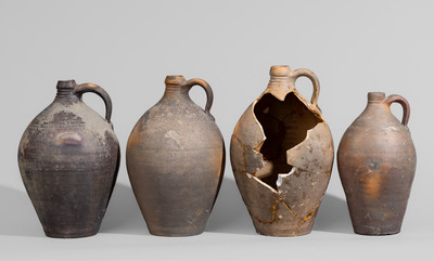 Four Excavated Stoneware Jugs, Edward Webster Pottery, Fayetteville, NC, c1820