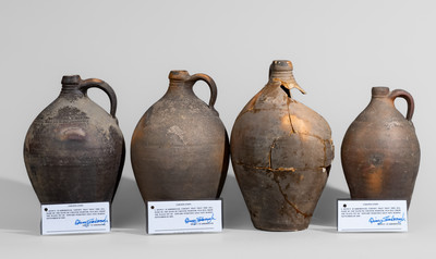 Four Excavated Stoneware Jugs, Edward Webster Pottery, Fayetteville, NC, c1820