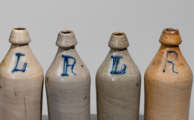 Five Stoneware Bottles, Northeastern U.S. origin, 19th century
