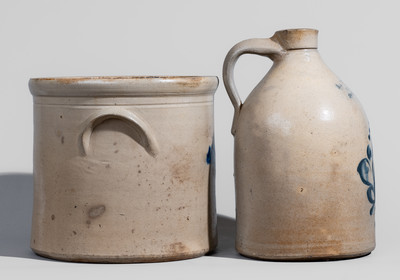Two Pieces of Cobalt-Decorated Northeastern U.S. Stoneware