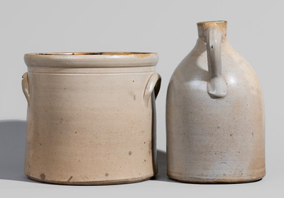 Two Pieces of Cobalt-Decorated Northeastern U.S. Stoneware