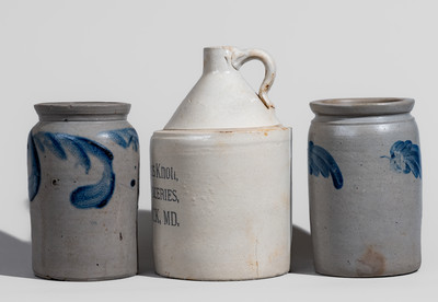 Three Pieces of Maryland Stoneware, 19th century