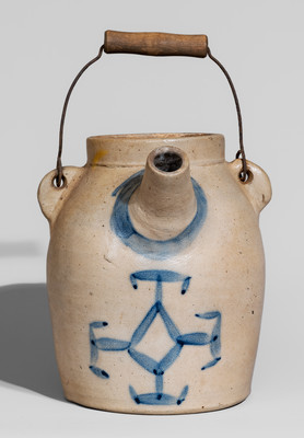 Rare A.L. HYSSONG / BLOOMSBURG, PA Stoneware Batter Pail w/ Geometric Cobalt Decoration